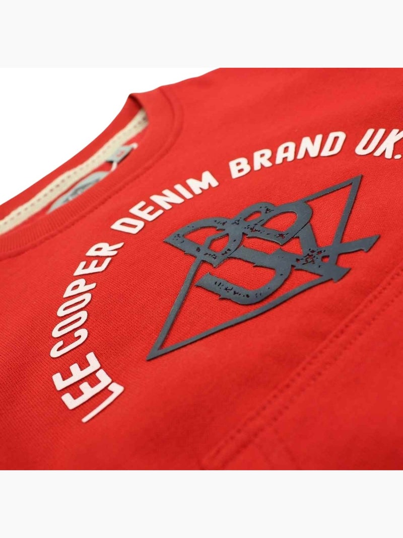 Lee cooper - sweat col rond imprimé, coupe décontractée et manches longues Rouge - Kiabi