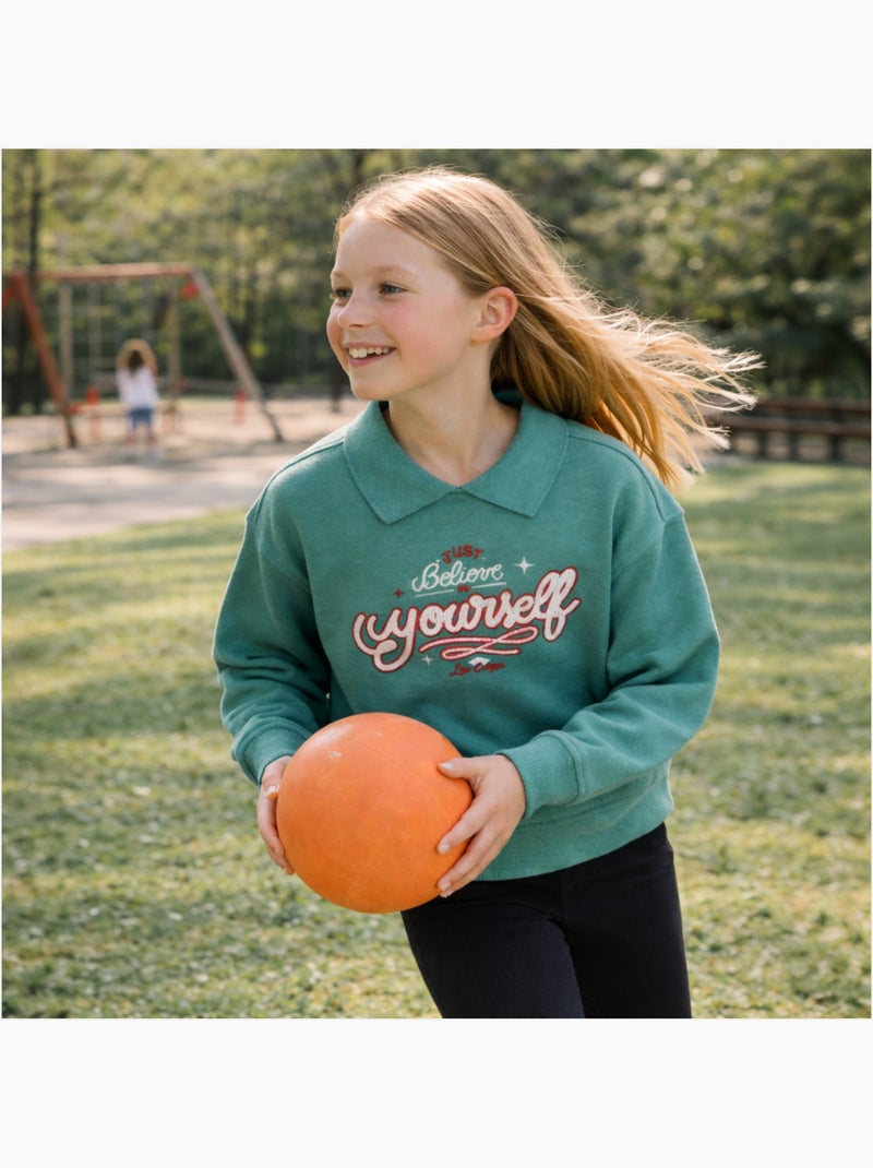 Lee cooper - sweat col rond imprimé, coupe décontractée, manches longues et détails brodés Vert - Kiabi