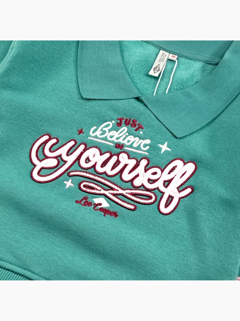Lee cooper - sweat col rond imprimé, coupe décontractée, manches longues et détails brodés Vert - Kiabi