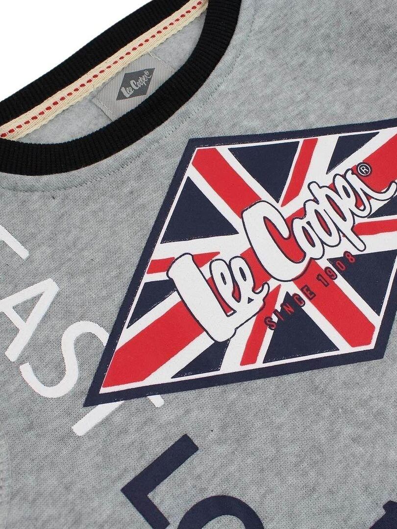 Lee Cooper - Sweat garçon imprimé Lee Cooper en coton - Kaki