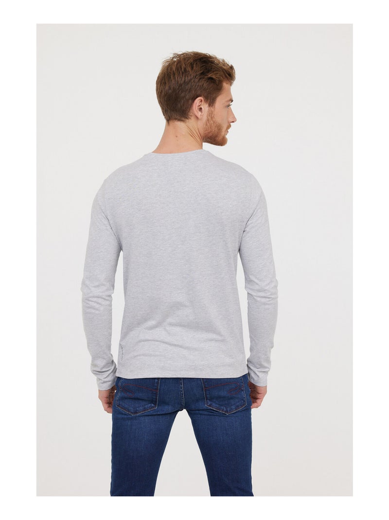 Lee Cooper - T-shirt Ajessy Gris Chiné ML Bleu outremer - Kiabi