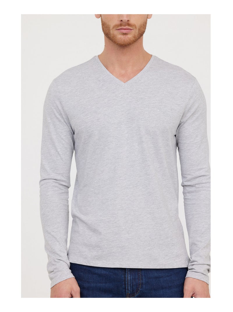 Lee Cooper - T-shirt Ajessy Gris Chiné ML Bleu outremer - Kiabi