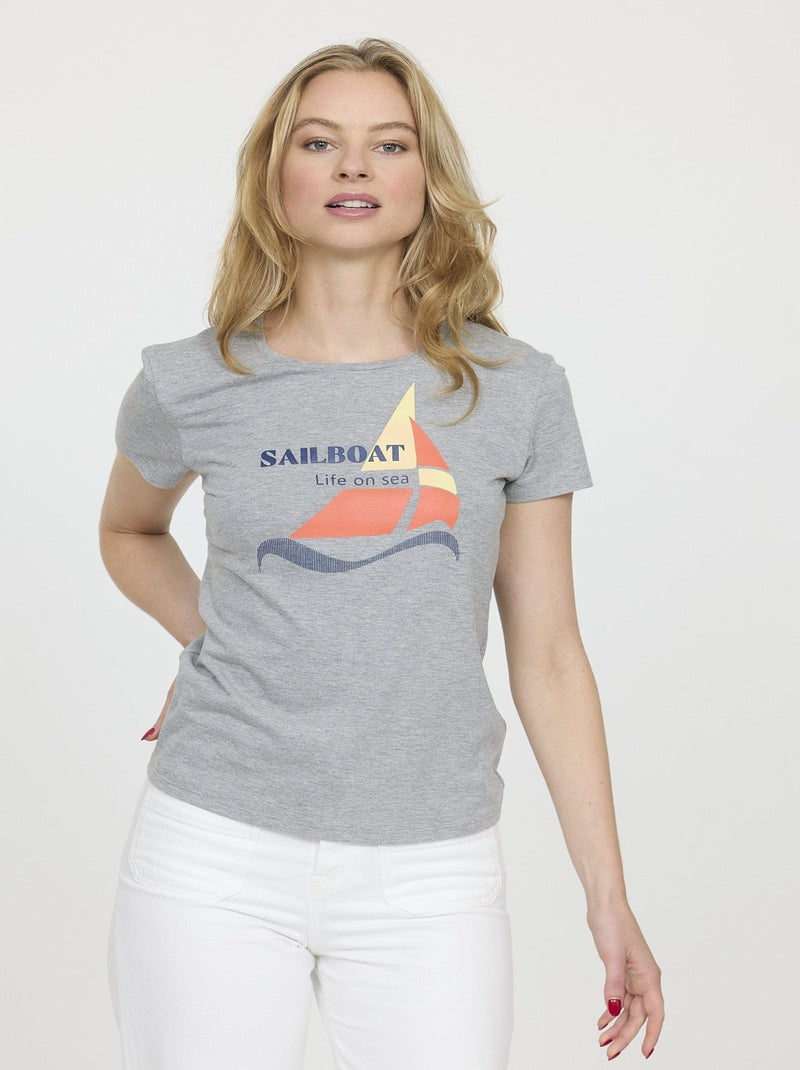 Lee Cooper - T-shirt AMITA Gris chiné Gris - Kiabi