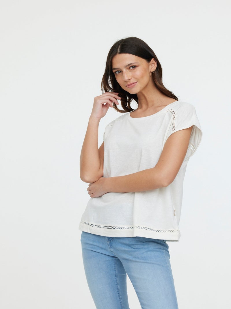 Lee Cooper - T-shirt ANIELE SM Cream Blanc - Kiabi