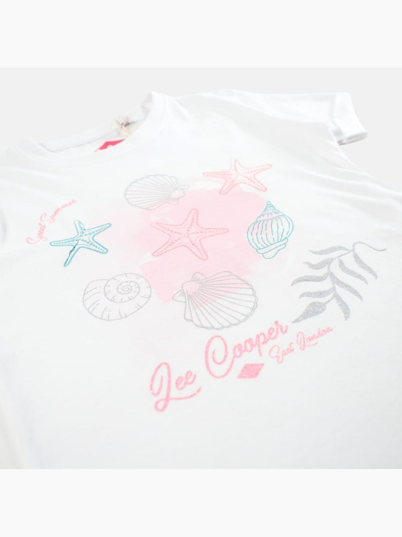 Lee Cooper - T shirt fille manches courtes Blanc - Kiabi