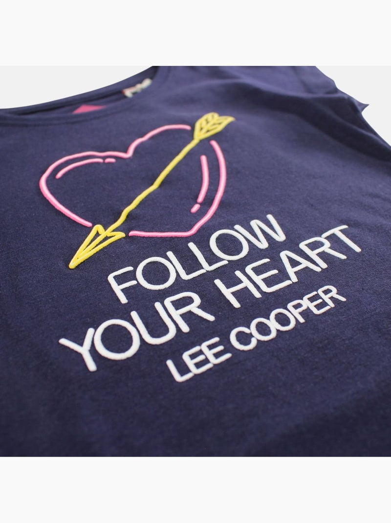 Lee Cooper - T shirt fille manches courtes Bleu marine - Kiabi