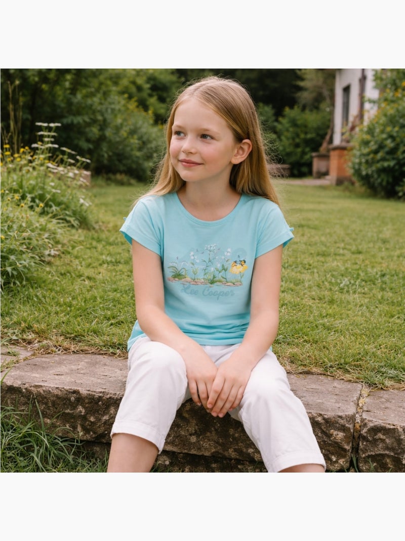 Lee Cooper - T shirt fille manches courtes Bleu - Kiabi