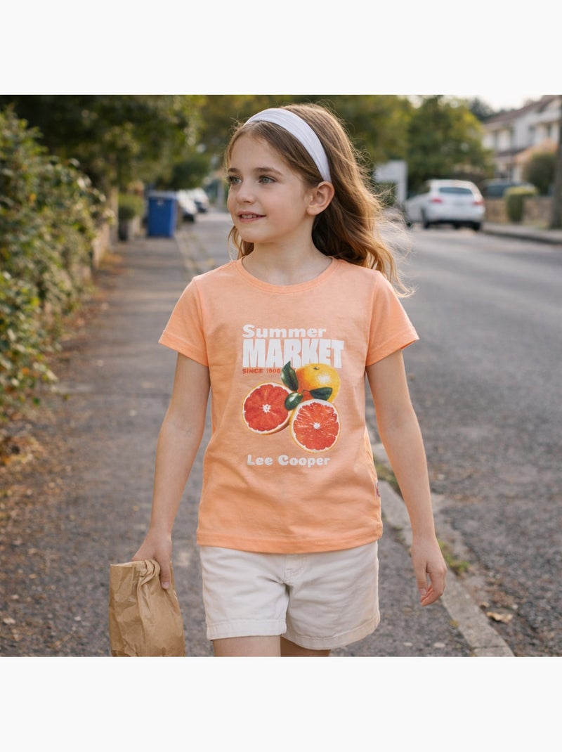 Lee Cooper - T shirt fille manches courtes Orange - Kiabi