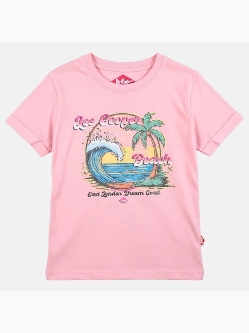 Lee Cooper - T shirt fille manches courtes Rose clair - Kiabi