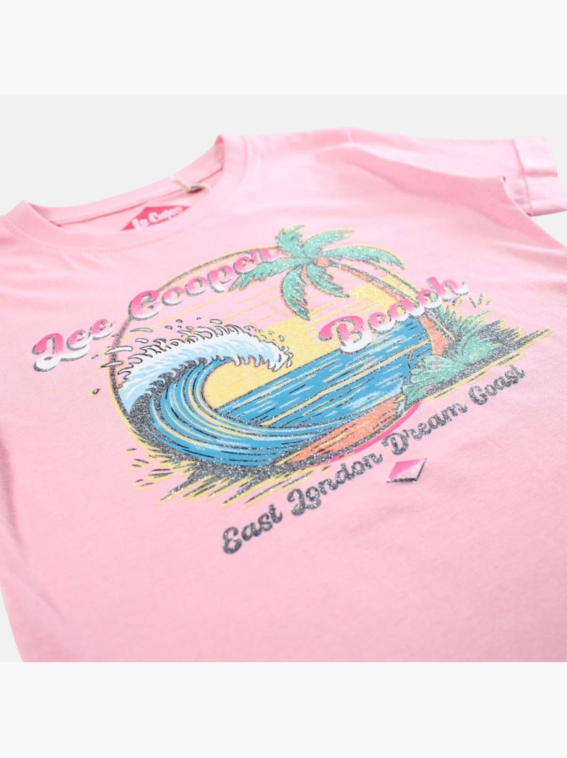 Lee Cooper - T shirt fille manches courtes Rose clair - Kiabi