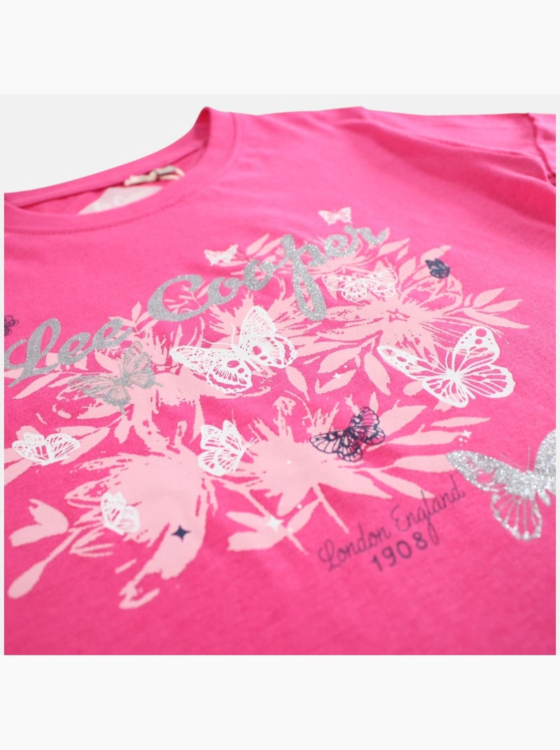 Lee Cooper - T shirt fille manches courtes Rose fushia - Kiabi
