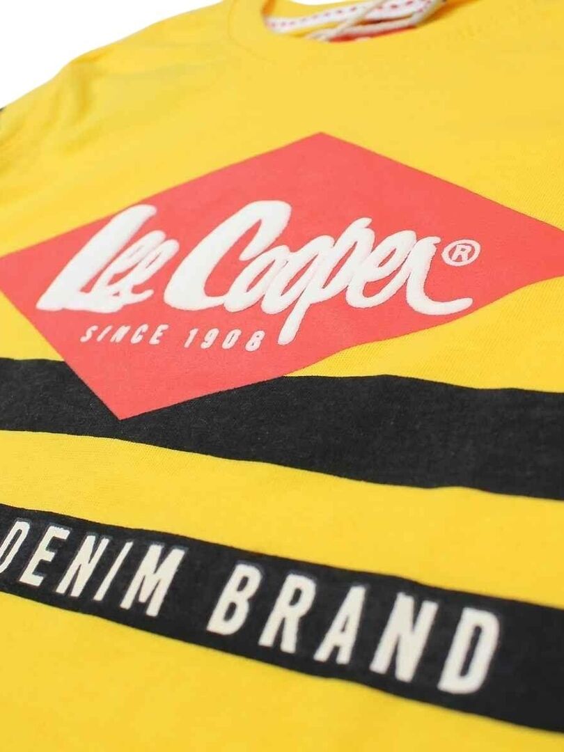 Lee Cooper - T-Shirt Garçon Imprimé Coton Noir Manches Longues