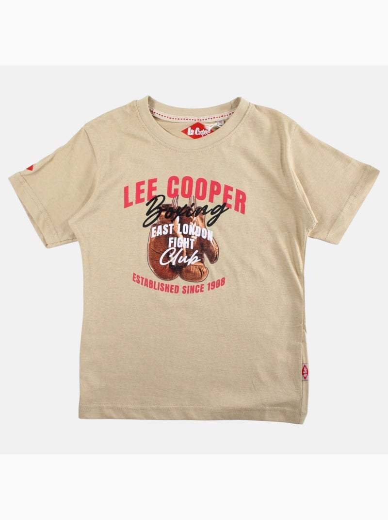 Lee Cooper - T shirt garçon manches courtes imprimé Beige - Kiabi