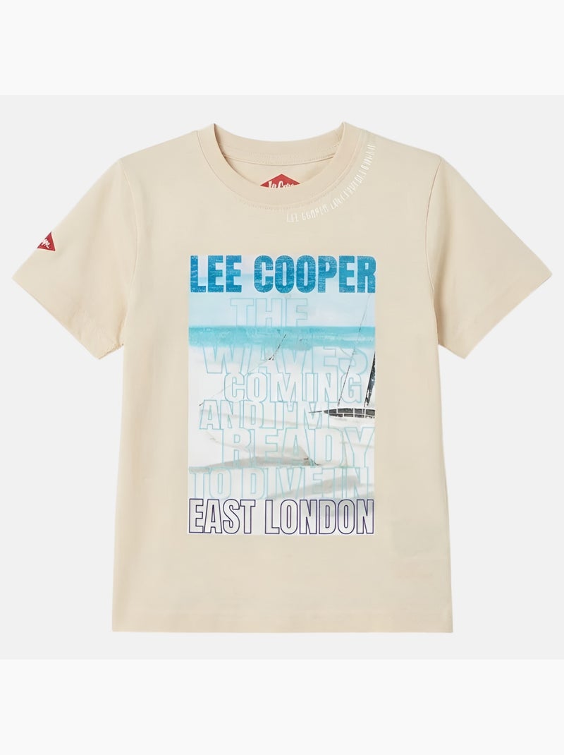 Lee Cooper - T shirt garçon manches courtes imprimé Beige - Kiabi