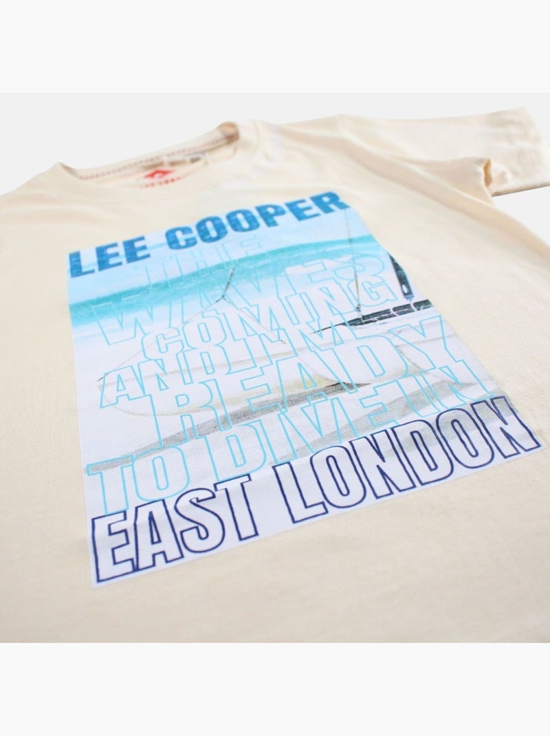 Lee Cooper - T shirt garçon manches courtes imprimé Beige - Kiabi