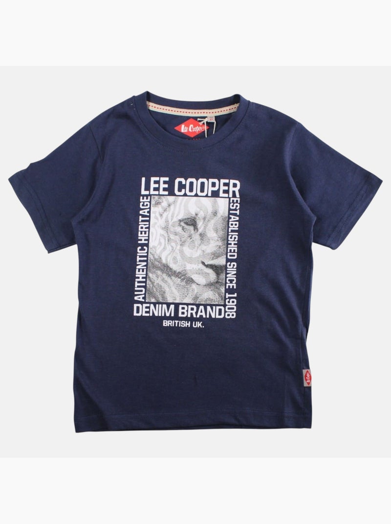 Lee Cooper - T shirt garçon manches courtes imprimé Bleu marine - Kiabi