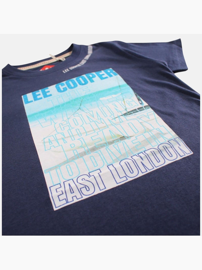 Lee Cooper - T shirt garçon manches courtes imprimé Bleu marine - Kiabi
