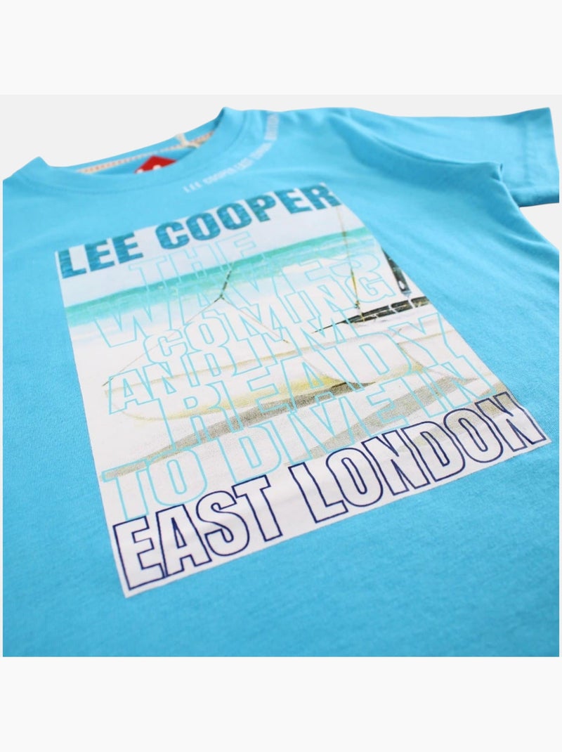 Lee Cooper - T shirt garçon manches courtes imprimé Bleu - Kiabi