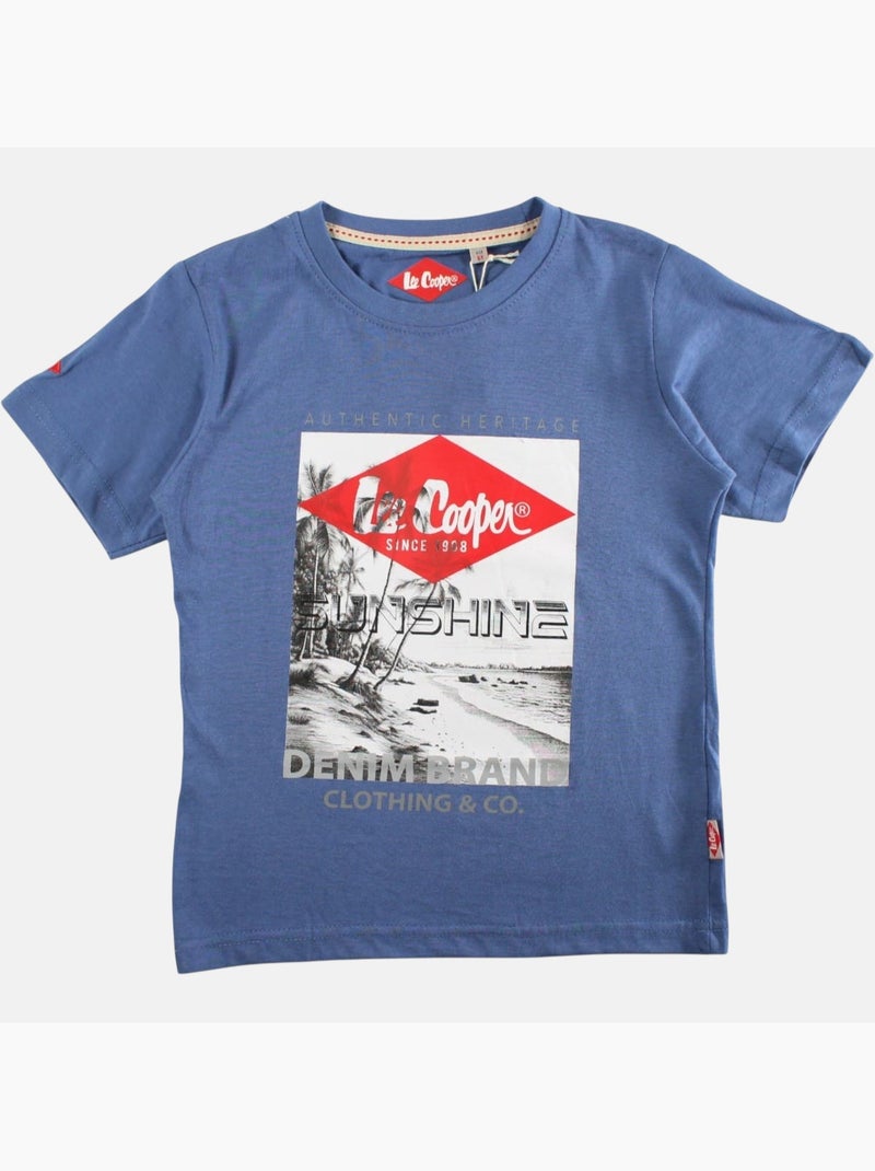 Lee Cooper - T shirt garçon manches courtes imprimé Bleu - Kiabi