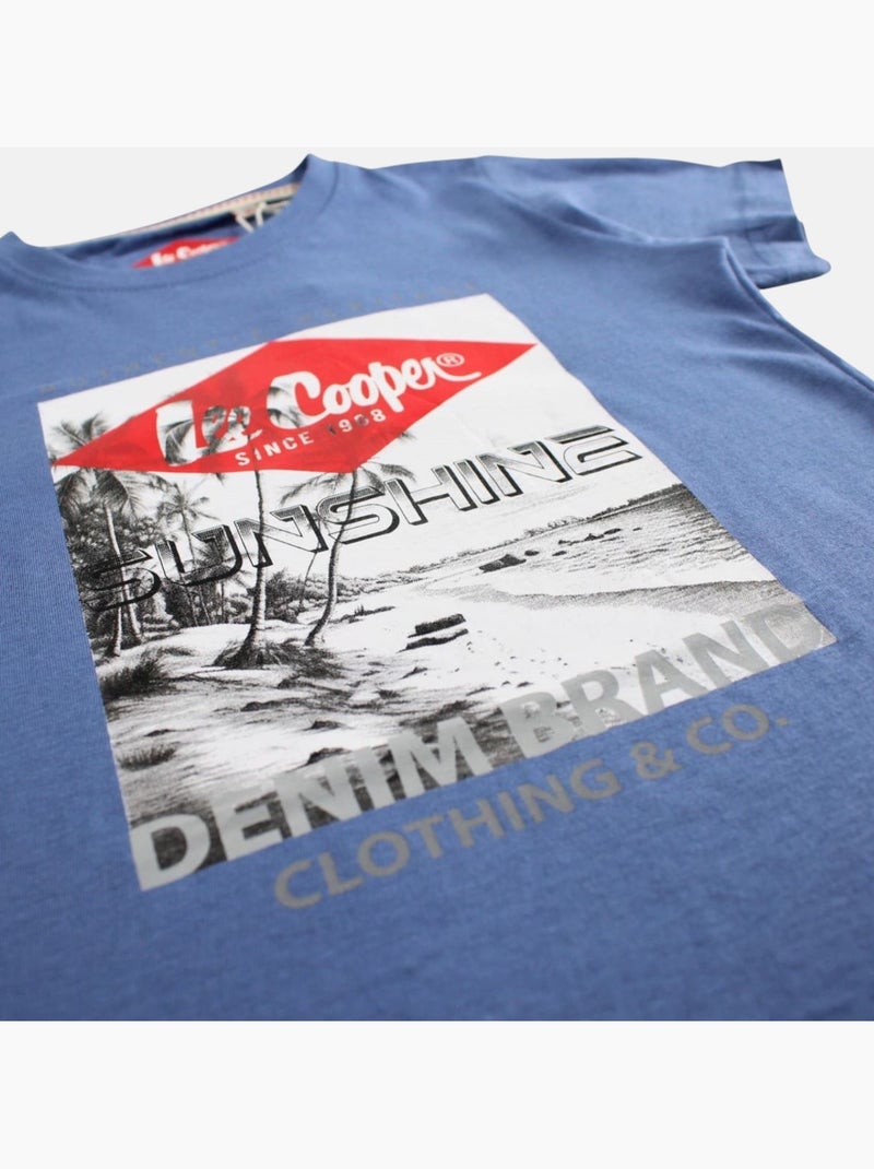 Lee Cooper - T shirt garçon manches courtes imprimé Bleu - Kiabi