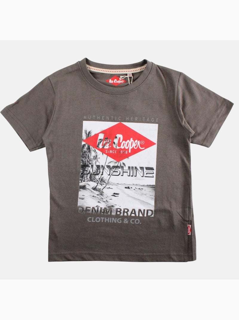 Lee Cooper - T shirt garçon manches courtes imprimé gris anthracite - Kiabi