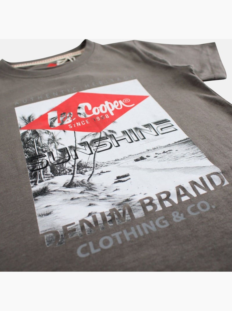 Lee Cooper - T shirt garçon manches courtes imprimé gris anthracite - Kiabi