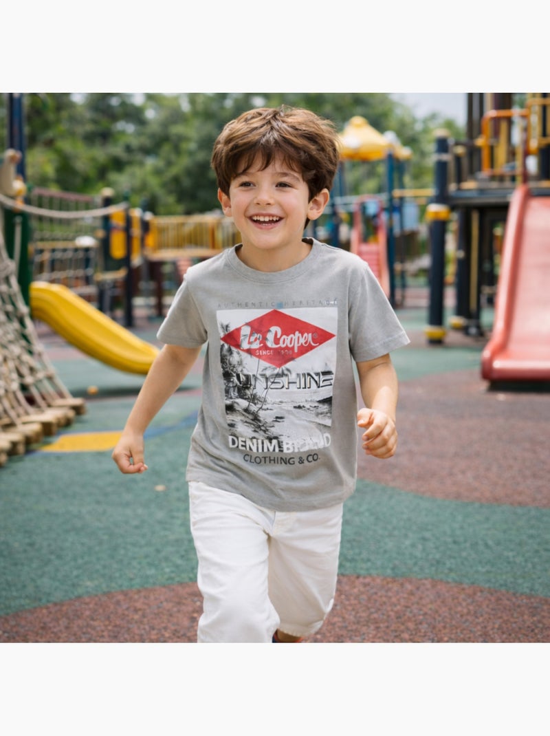 Lee Cooper - T shirt garçon manches courtes imprimé Gris - Kiabi