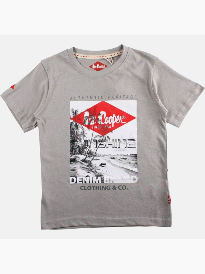 Lee Cooper - T shirt garçon manches courtes imprimé Gris - Kiabi