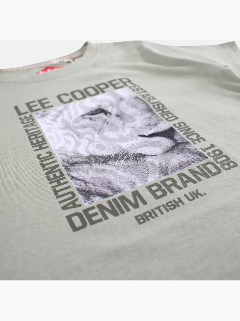 Lee Cooper - T shirt garçon manches courtes imprimé Kaki - Kiabi