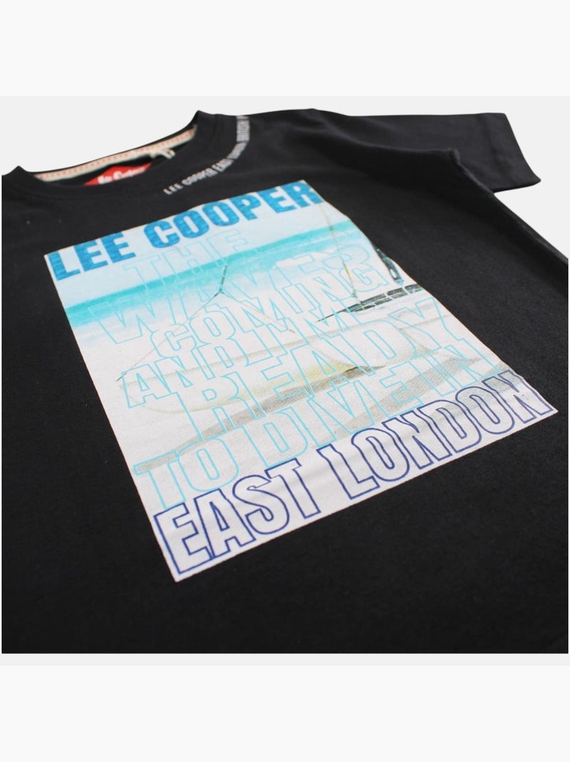 Lee Cooper - T shirt garçon manches courtes imprimé Noir - Kiabi