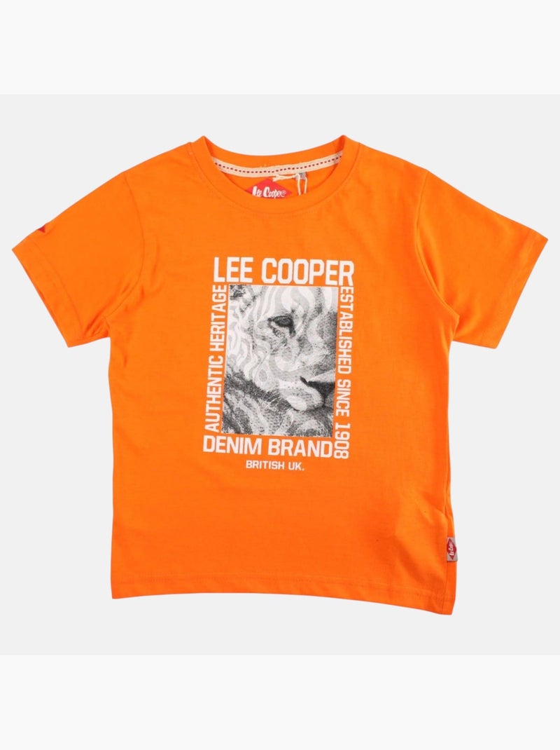 Lee Cooper - T shirt garçon manches courtes imprimé Orange - Kiabi