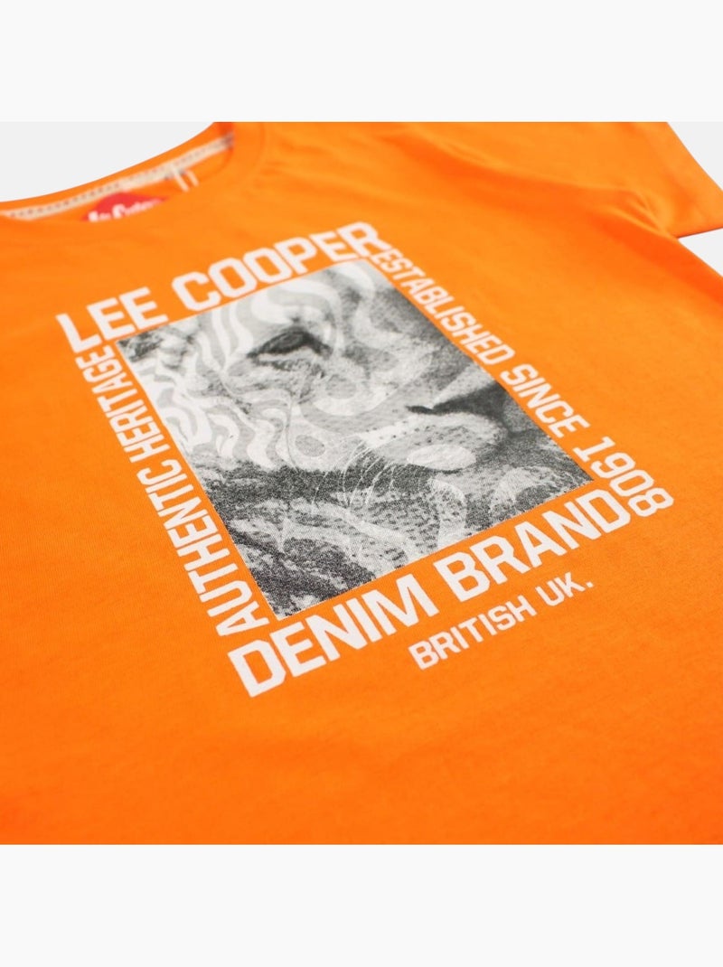 Lee Cooper - T shirt garçon manches courtes imprimé Orange - Kiabi