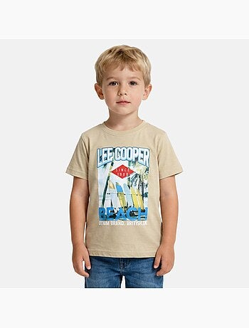 Lee Cooper - T shirt garçon manches courtes imprimé plage
