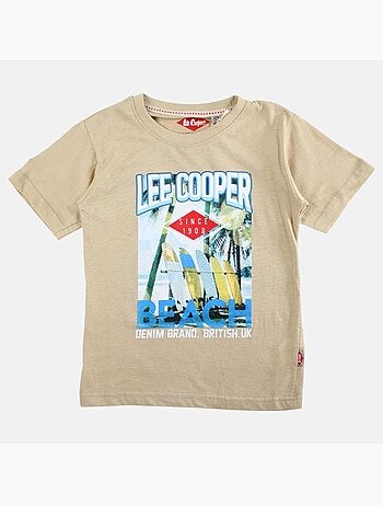Lee Cooper - T shirt garçon manches courtes imprimé plage