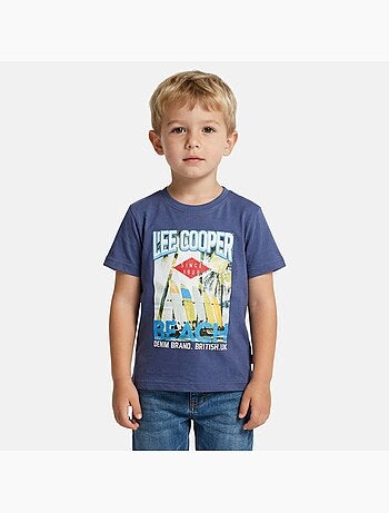 Lee Cooper - T shirt garçon manches courtes imprimé plage