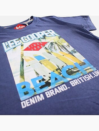 Lee Cooper - T shirt garçon manches courtes imprimé plage