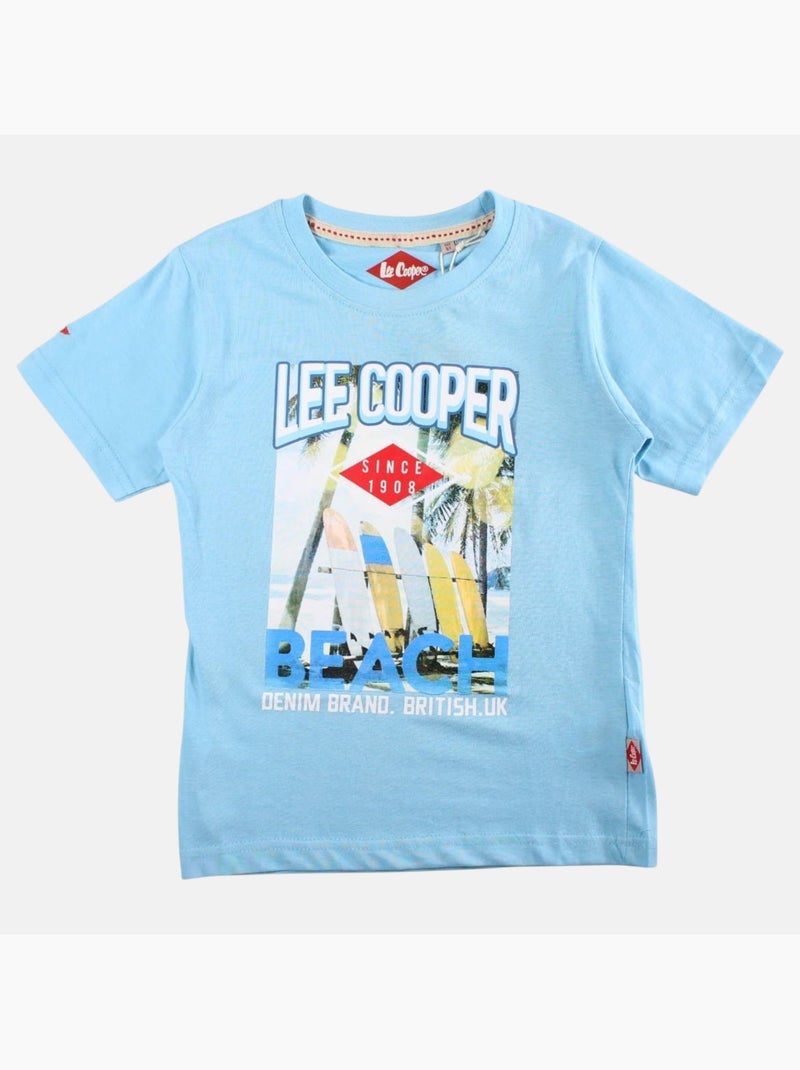 Lee Cooper - T shirt garçon manches courtes imprimé plage Bleu - Kiabi