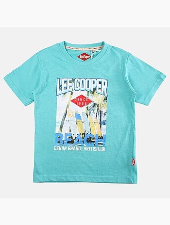 Lee Cooper - T shirt garçon manches courtes imprimé plage