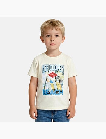 Lee Cooper - T shirt garçon manches courtes imprimé plage