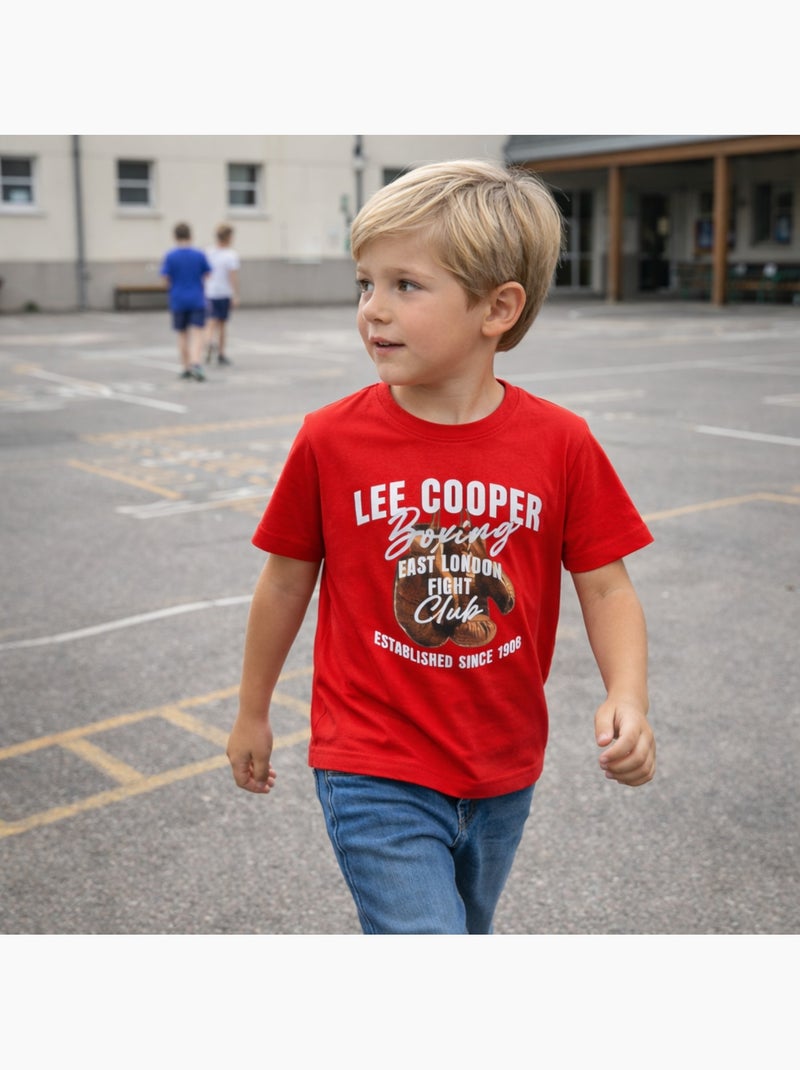 Lee Cooper - T shirt garçon manches courtes imprimé Rouge - Kiabi