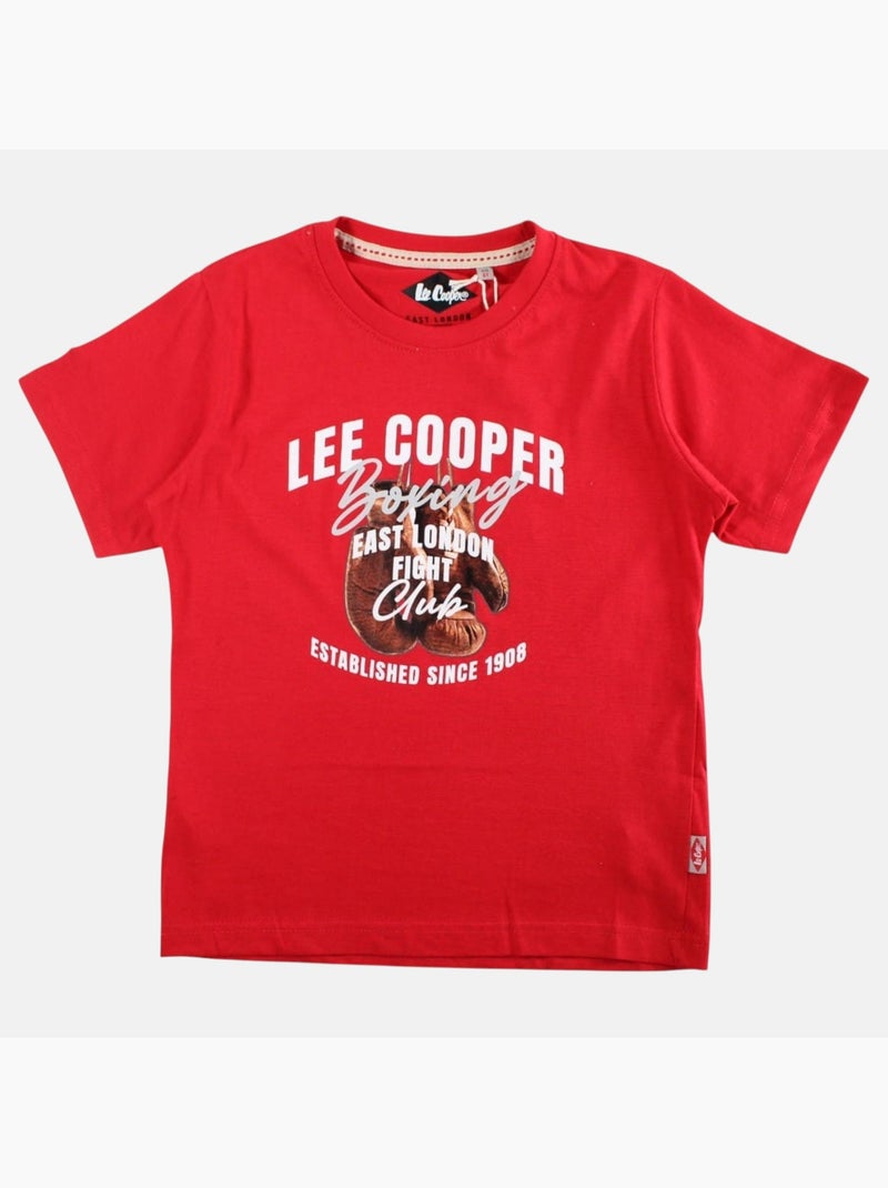 Lee Cooper - T shirt garçon manches courtes imprimé Rouge - Kiabi