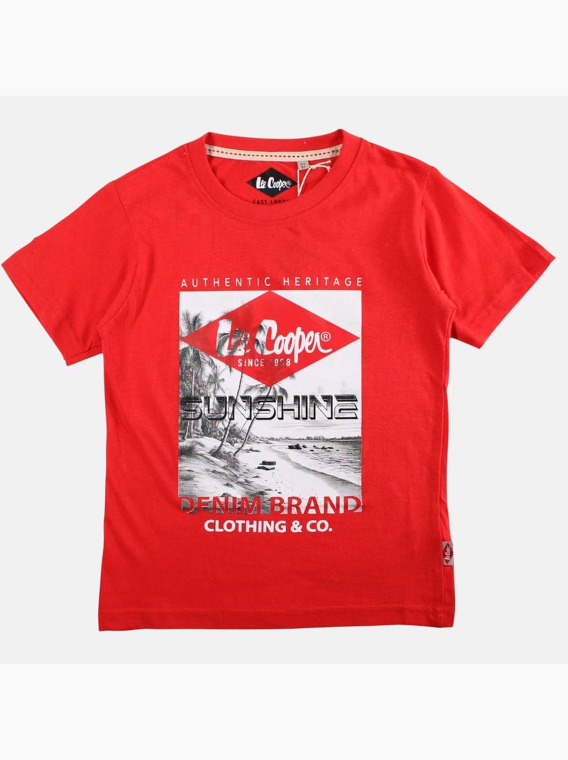 Lee Cooper - T shirt garçon manches courtes imprimé Rouge - Kiabi