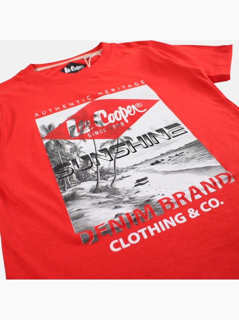 Lee Cooper - T shirt garçon manches courtes imprimé Rouge - Kiabi