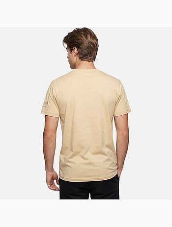 Lee Cooper - T shirt homme beige manches courtes avec poche contrastée