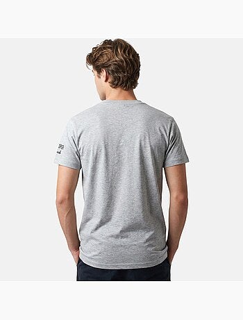 Lee Cooper - T shirt homme gris manches courtes avec poche contrastée