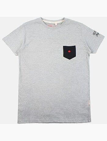 Lee Cooper - T shirt homme gris manches courtes avec poche contrastée