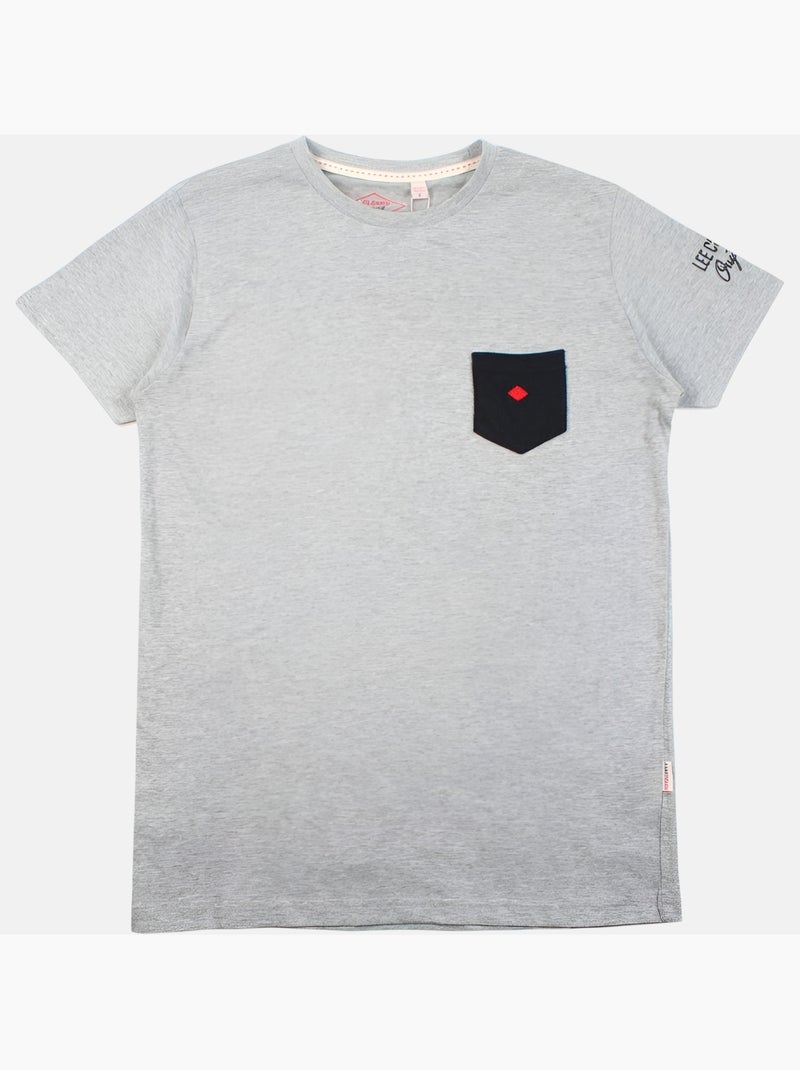 Lee Cooper - T shirt homme gris manches courtes avec poche contrastée Gris - Kiabi