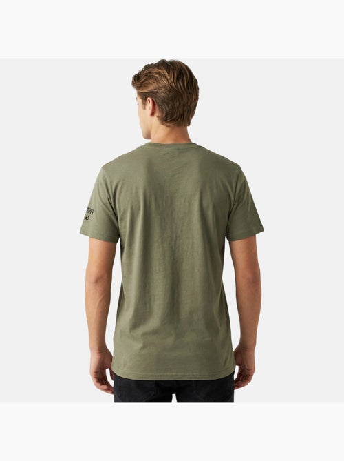 Lee Cooper - T shirt homme kaki manches courtes avec poche contrastée - Kiabi