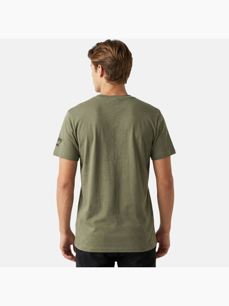 Lee Cooper - T shirt homme kaki manches courtes avec poche contrastée Kaki - Kiabi