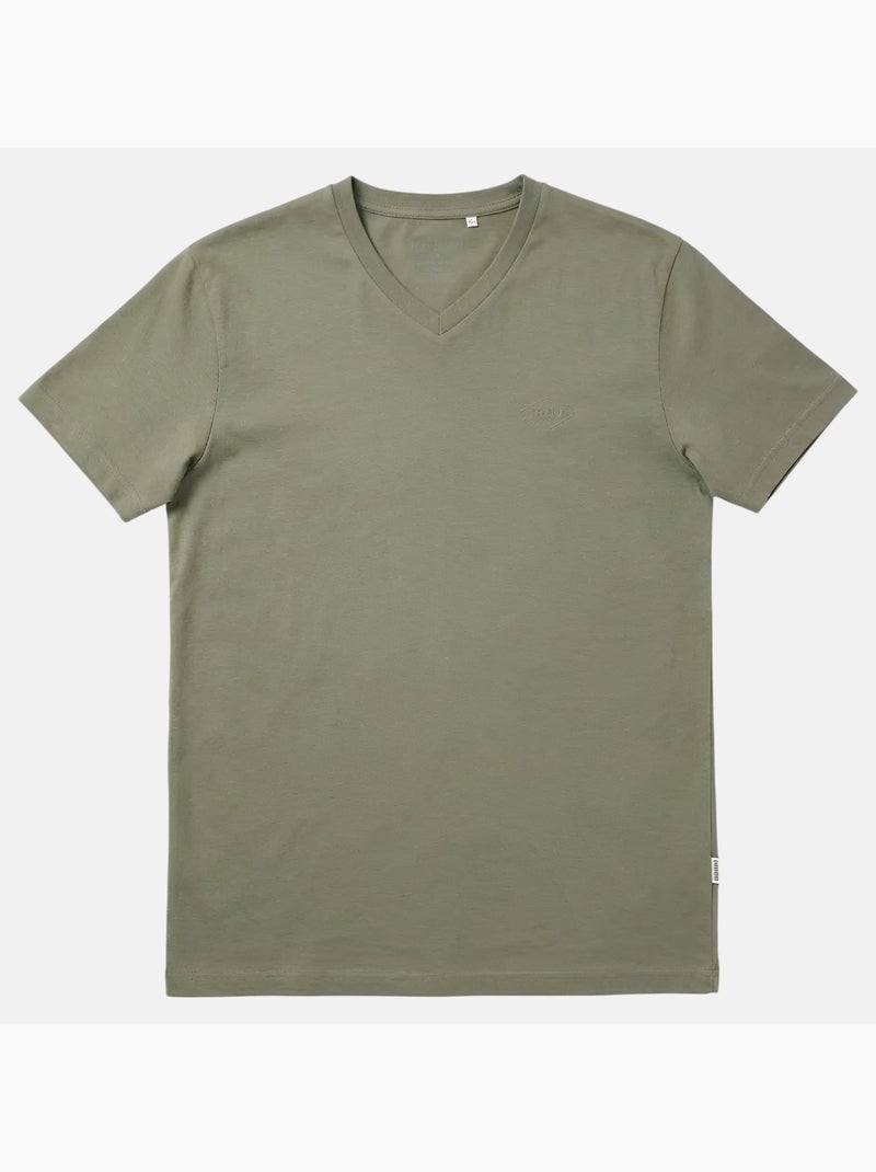 Lee Cooper - T-shirt homme manches courtes col V Kaki - Kiabi